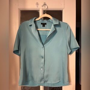 XS Halogen Blue Short Sleeve Blouse